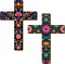 2 Pcs Mexican Cross Wall Decor Floral Day of The Dead Decoration (Floral)